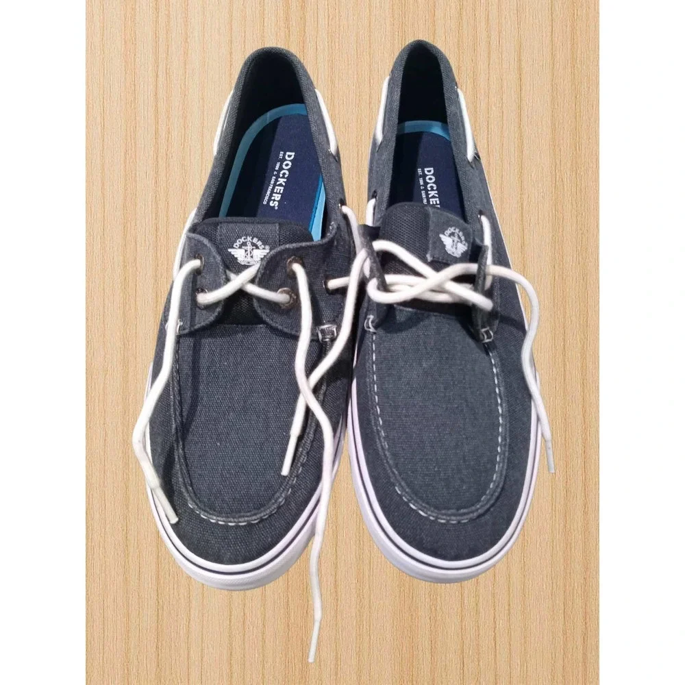 Dockers Mens Beacon Navy Canvas Boat Shoes 90-90024 Size 12M